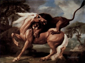  pferd - George Stubbs pferd angegriffen von einem Löwen